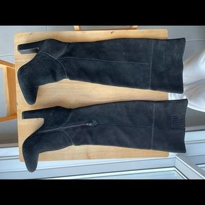 Over the knee suede boots.